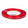 Wstążka tasiemka satynowa w kropki 6mm CZERWONA/25mb