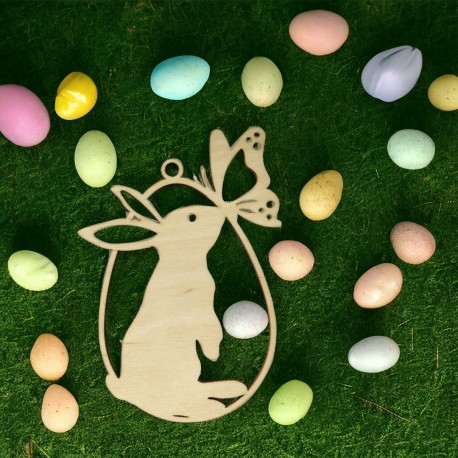 Jajko zawieszka królik z motylkiem na nosie 