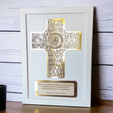 Ramka obraz 3D preznet dla dziecka krzyż modlitwa
