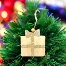 Prezent zawieszka drewno brokat zestaw 6szt.