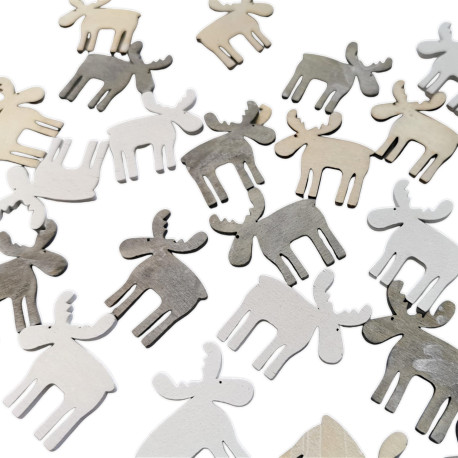 Renifery drewniane 3 kolory 30szt płaskie