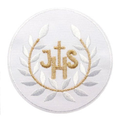 Naszywka IHS biała z białym haftem 1szt. wzór nr 4
