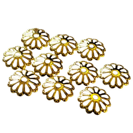 Biżuteryjne zakończenia do jajek, pisanek kwiatek nr 2, ZŁOTY  10mm/10szt.