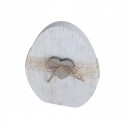 Jajko stojące drewniane BIAŁE z koronką i serduszkiem 1 szt -15 cm