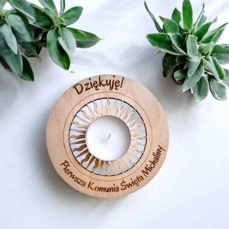 Personalizowane podziękowanie za obecność I Komuni Św. mini świeczka - anioł - dziewczynka