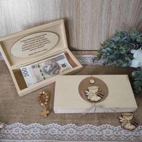 Pamiątka I Komunii pudełko na pieniądze czekoladę - wzór nr 2 