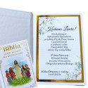 Pamiątka I Komunii Biblia prezent wklejka personalizowana 