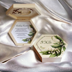 Pamiątka, pudełko na prezent biżuterię pieniądze Pierwsza Komunia Święta 