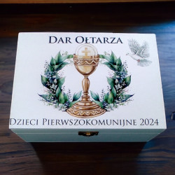 Pudełko białe z nadrukiem uv DAR OŁTARZA dla kościoła księdza katechety nr 2