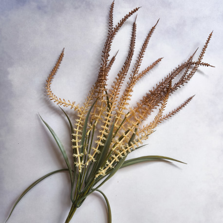 Sztuczna trawa ozdobna z kolorowymi wrzosami 47cm - brąz