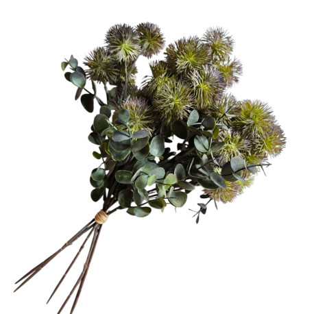 Bukiet eukaliptus i czosnek - 34cm - oberżyna