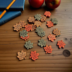 Mini listki jesienne, wykrawanka drewniana 3 kolory 24szt