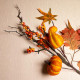 Długa gałązka jesienna z dynią, tykwą, liściami i jagódkami - 45cm - BET1431