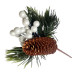Gałązka igliwie, jagódki BIAŁE (perłowe), długa szyszka - ECE1617