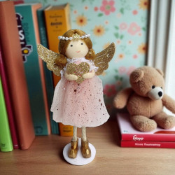 Anioł stojący różowy - 14cm