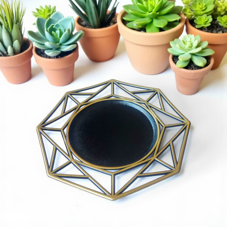 TALERZ CZARNY DUŻY dekoracyjny 1szt. 28cm BROKATOWY