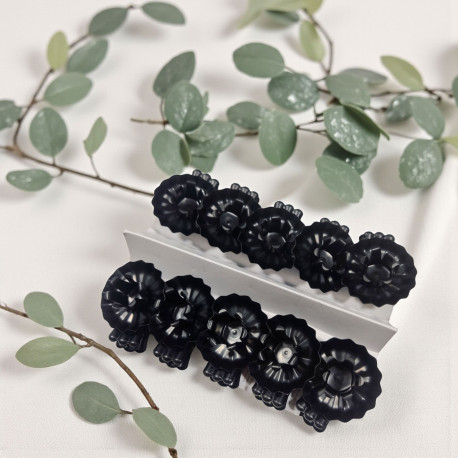 Podstawka pod świece stożkowe 10szt, czarne, na spinaczu