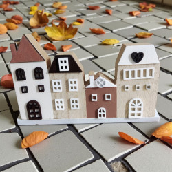 Drewniane miasto, domki - ozdoba stojąca