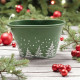 Donica metalowa, balia zielona w białe choinki