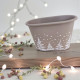 Donica metalowa, balia beżowa w białe choinki