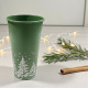 Donica metalowa, wazon zielony w białe choinki