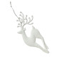 Renifer zawieszka 14cm biała brokatowa