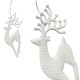 Renifer zawieszka 14cm biała brokatowa