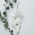 Renifer ozdobne poroże brokatowy biały zawieszka 18cm WH