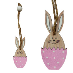 Króliczek w skorupce zawieszka WIELKANOCNA różowa