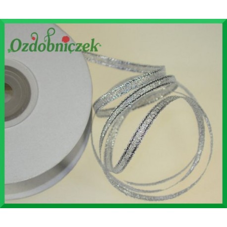 WSTĄŻKA BROKATOWA 3mm SREBRNA