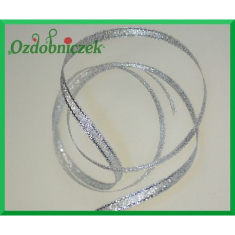 WSTĄŻKA BROKATOWA 3mm 4m srebrna