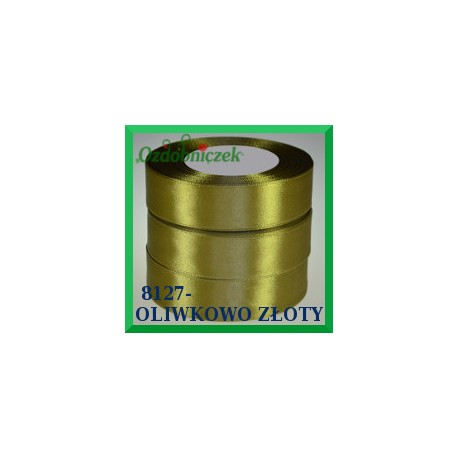 Tasiemka satynowa 12mm kolor oliwko złoty 8127