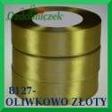 Wstążka tasiemka satynowa 12mm kolor oliwko złoty 8127