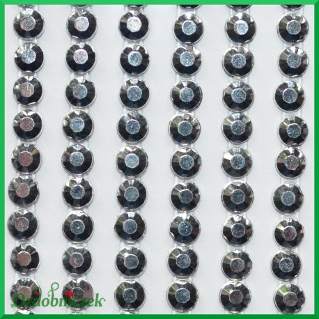 Diamenciki samoprzylepne 4mm srebrne metaliczne