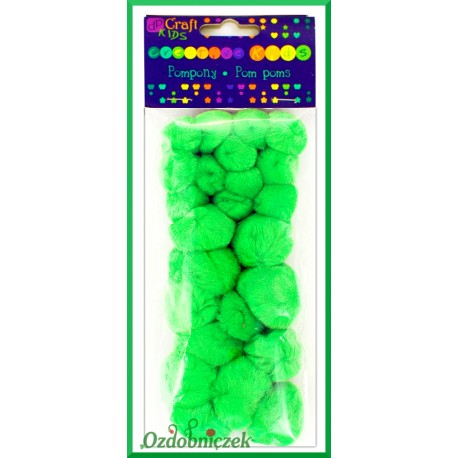 Pompony puszyste mix rozmiarów zielone