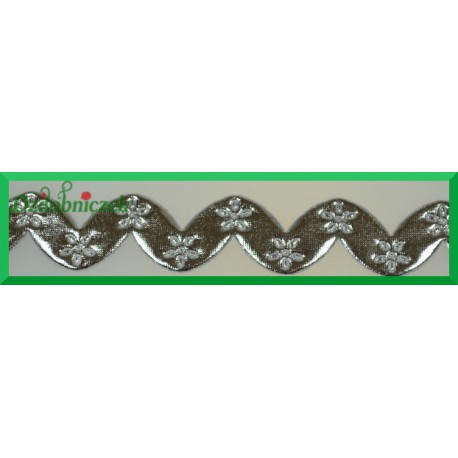 Szlaczek z  wytłaczanymi kwiatuszkami srebrny